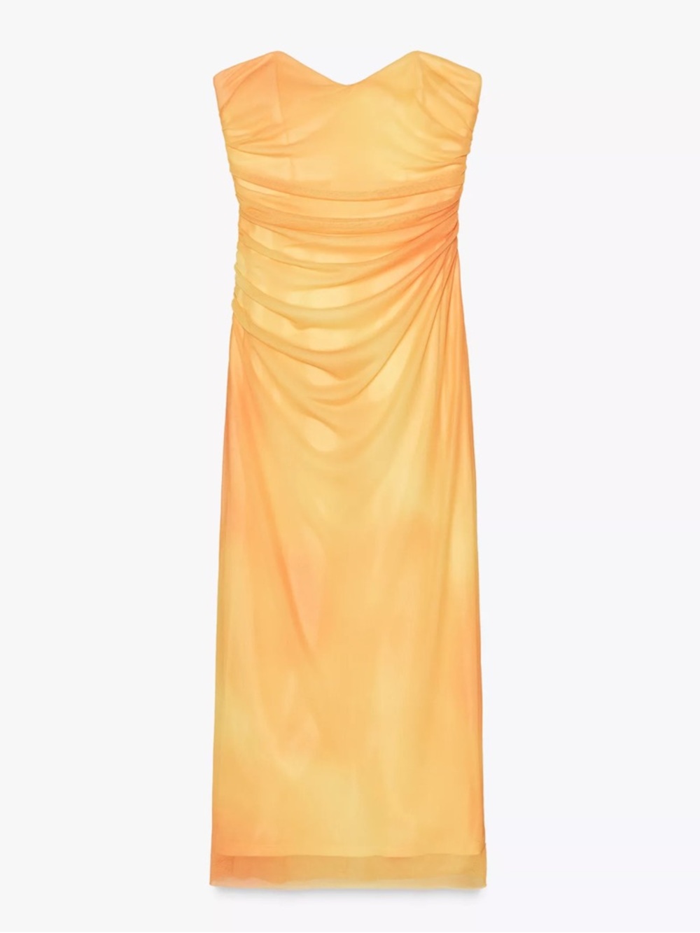 NWT Size XS Zara Yellow-Orange Ombre Strapless Evening Maxi Dress